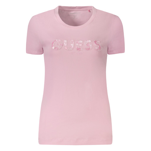 GUESS JEANS T-SHIRT MANICHE CORTE DONNA ROSA
