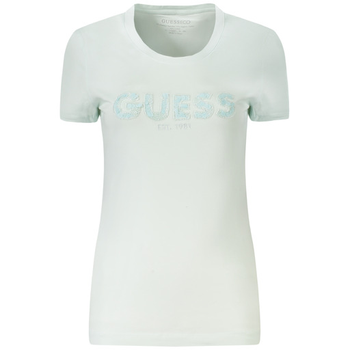 GUESS JEANS T-SHIRT MANICHE CORTE DONNA AZZURRO