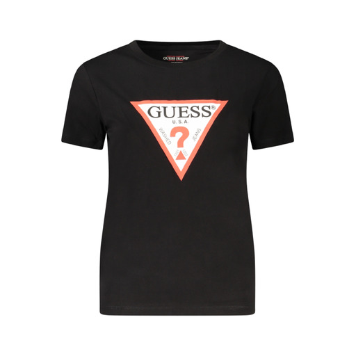 GUESS JEANS T-SHIRT MANICHE CORTE DONNA NERO