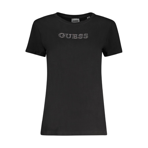 GUESS JEANS T-SHIRT MANICHE CORTE DONNA NERO