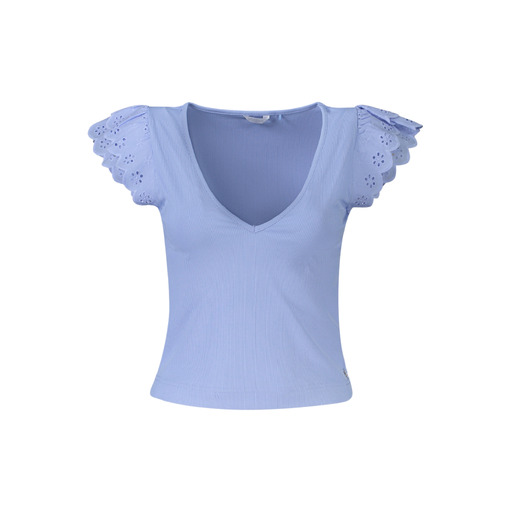 GUESS JEANS T-SHIRT MANICHE CORTE DONNA AZZURRO