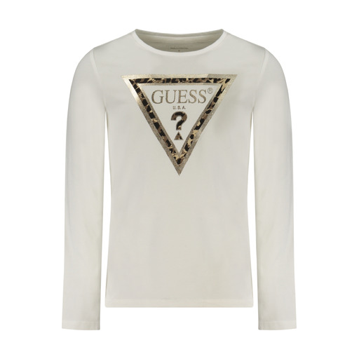 GUESS JEANS T-SHIRT MANICHE LUNGHE BAMBINA BIANCO