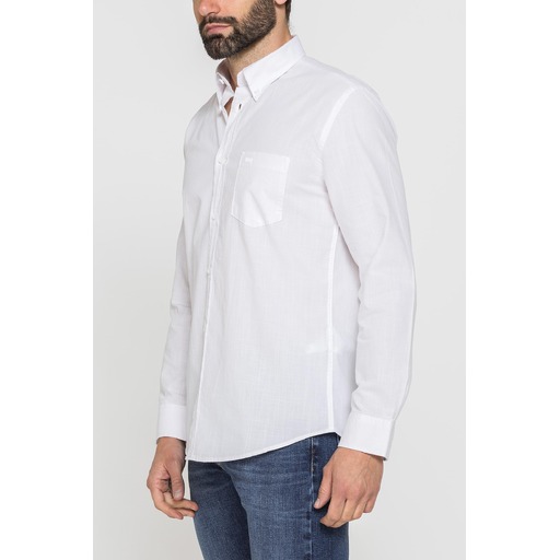 MEN'S SHIRT IN FLAMED COTTON WITH LINEN EFFECT