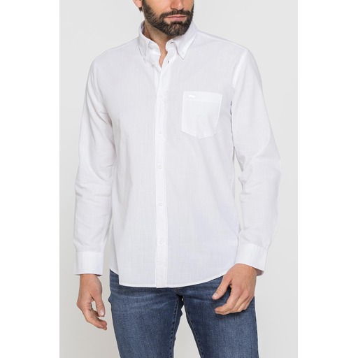 MEN'S SHIRT IN FLAMED COTTON WITH LINEN EFFECT