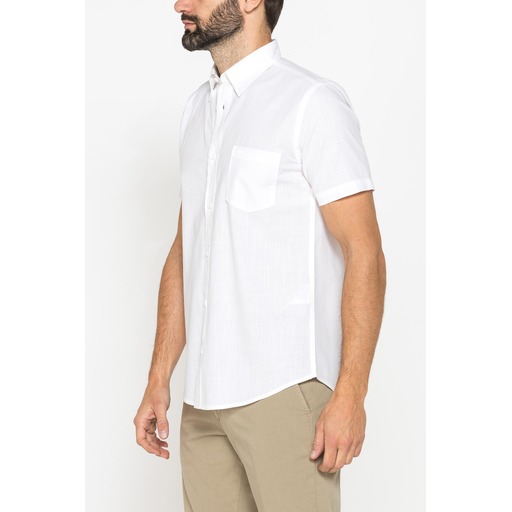 LINEN-EFFECT SLUB COTTON SHIRT