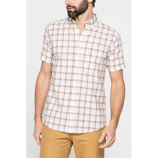 SHORT SLEEVED SHIRT IN PATTERNED SILVER COTTON