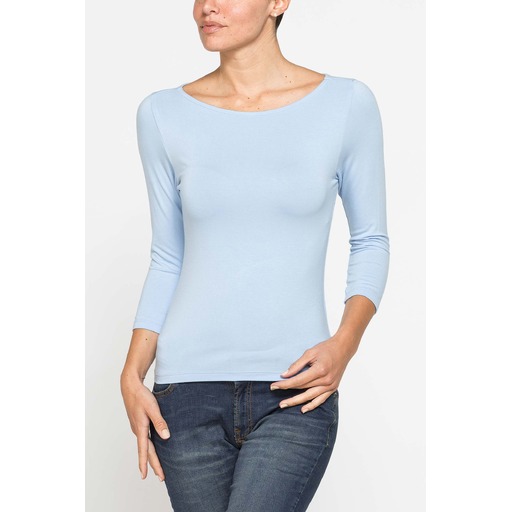 STRETCH VISCOSE T-SHIRT WITH 3/4 SLEEVES