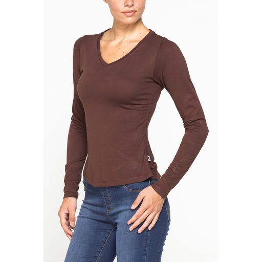 V NECK T SHIRT WITH LONG SLEEVES
