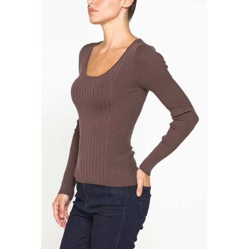 IRREGULAR RIBBED KNIT WITH SQUARE NECKLINE