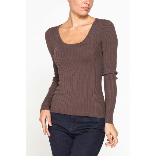 IRREGULAR RIBBED KNIT WITH SQUARE NECKLINE