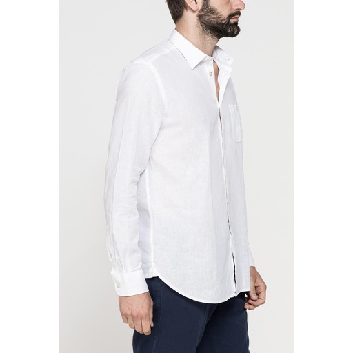 LINEN-COTTON BLEND SHIRT IN SOLID COLOR