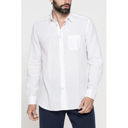 LINEN-COTTON BLEND SHIRT IN SOLID COLOR
