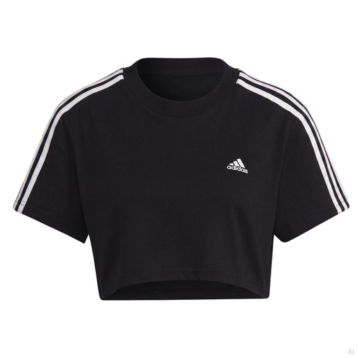 Adidas 3-Stripes Cropped Black T-Shirt