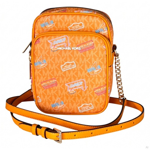 Michael Kors Çantë Jet Set Orange Diner Print Crossbody Bag