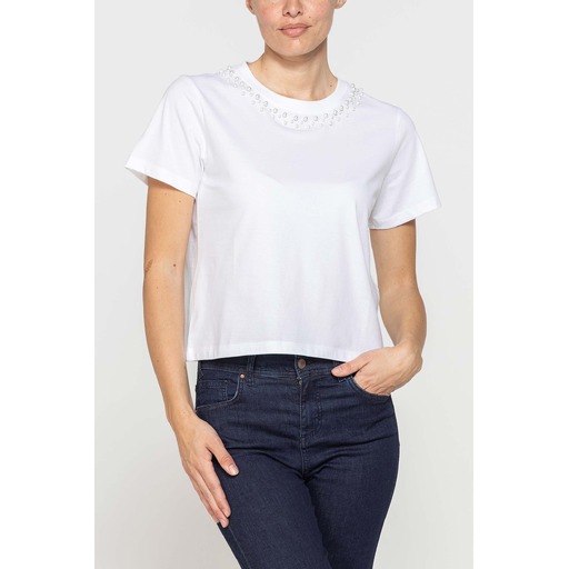 SHORT-SLEEVE T-SHIRT WITH FRONT APPLIQUÉS