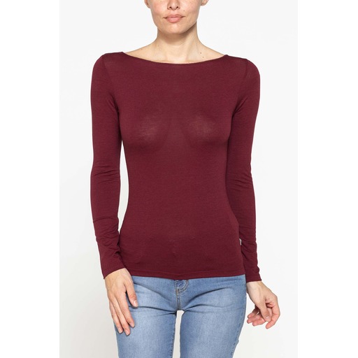 BOAT NECK T-SHIRT IN GAUZE FABRIC