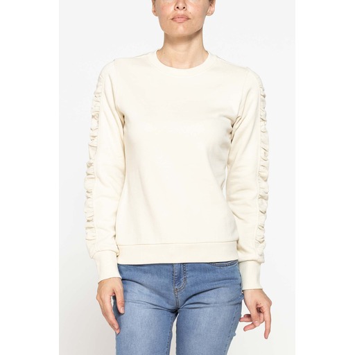 SWEATSHIRT WITH SIDE STRIPE AND GATHERED SLEEVES
