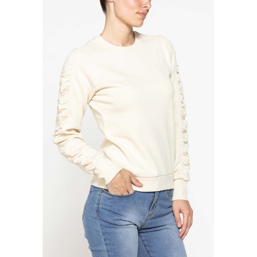 SWEATSHIRT WITH SIDE STRIPE AND GATHERED SLEEVES