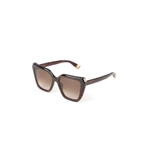 Furla Sunglasses Glossy Brown Striped Havana