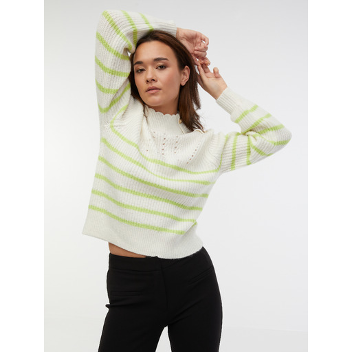 Green-white women's striped wool-blend jumper ORSAY