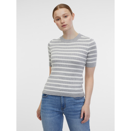 Light grey women's striped knitted top ORSAY