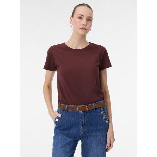 Dark brown women's short-sleeve T-shirt ORSAY