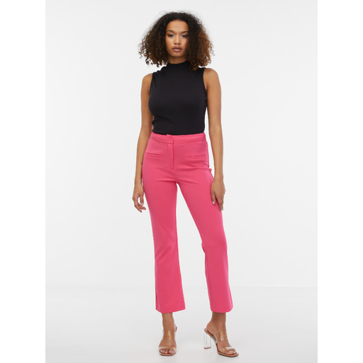Pink women's cropped trousers ORSAY