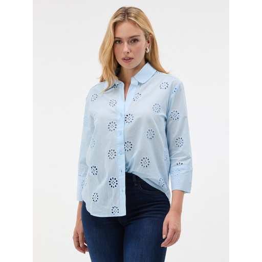 Light blue women's collared long-sleeve shirt ORSAY
