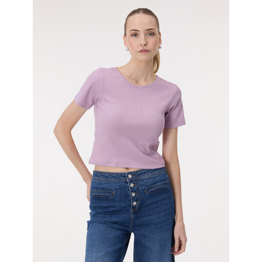Light purple women's crop short-sleeve T-shirt ORSAY