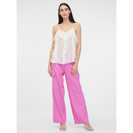 Pink women's wide-leg trousers ORSAY