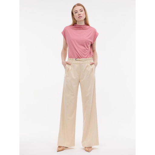 Cream women's wide-leg pinstriped trousers ORSAY