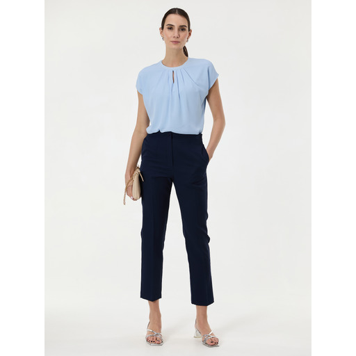 Dark blue women's straight-leg trousers ORSAY