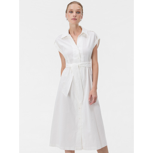 White women's A-line shirt knee-length strappy collared dress ORSAY