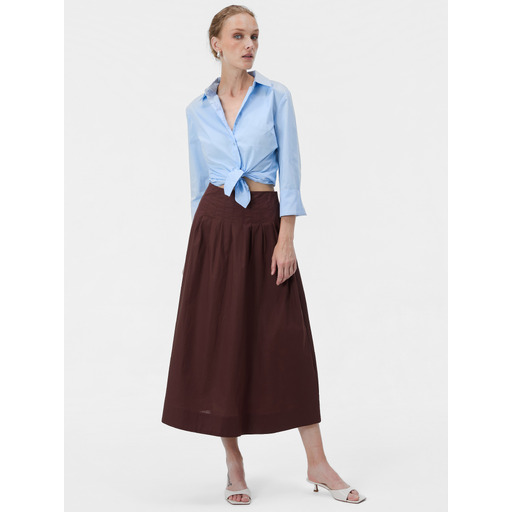 Dark brown women's A-line midi skirt ORSAY