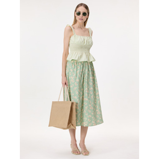 Light green women's patterned midi skirt ORSAY
