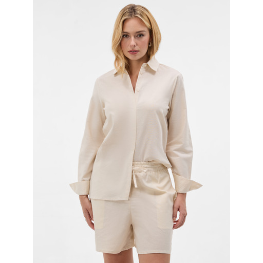 Beige women's collared long-sleeve shirt ORSAY