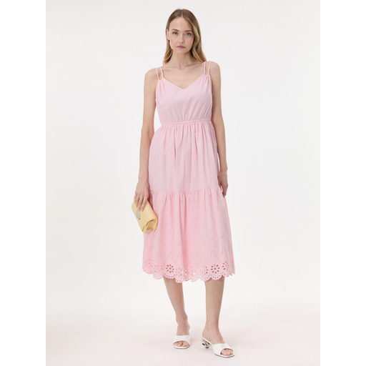 Light pink women's midi strappy embroidered dress ORSAY