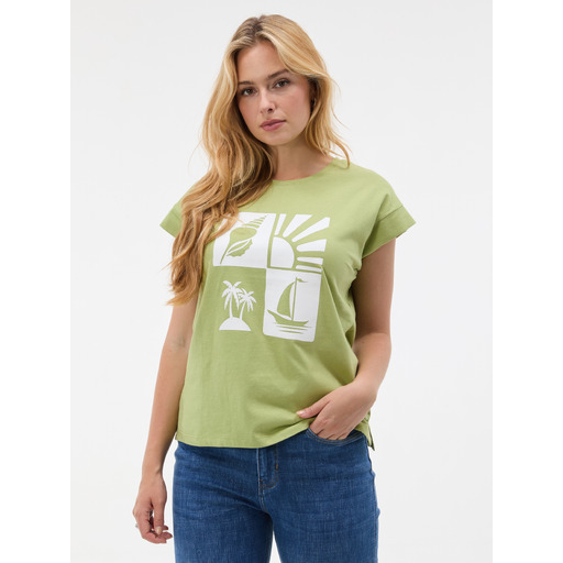 Green women's round-neck short-sleeve T-shirt ORSAY