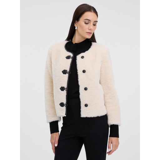 Cream women's faux-fur jacket ORSAY