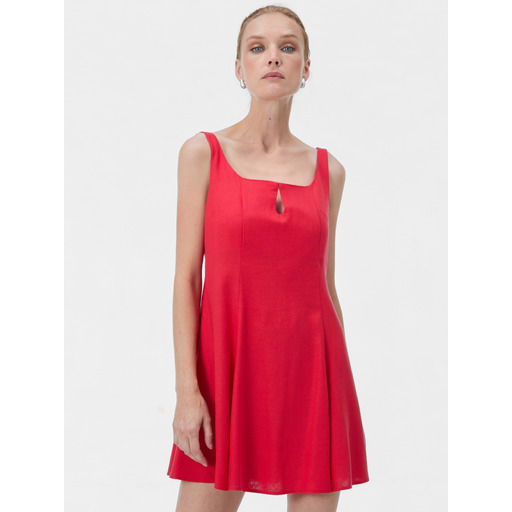 Red women's short A-line strappy dress ORSAY