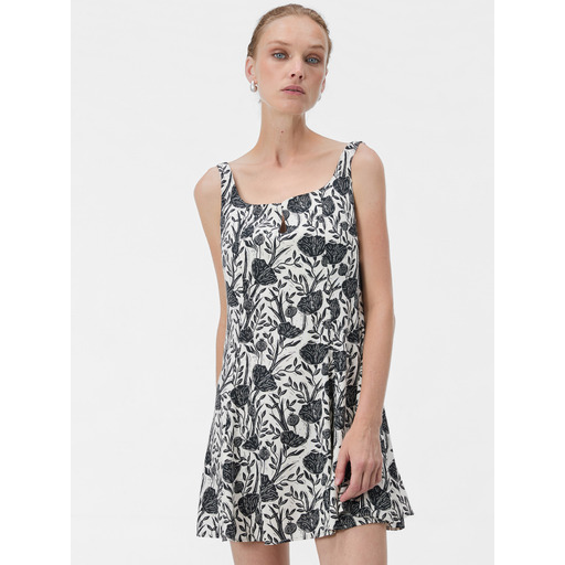 Black women's short A-line floral-print strappy dress ORSAY