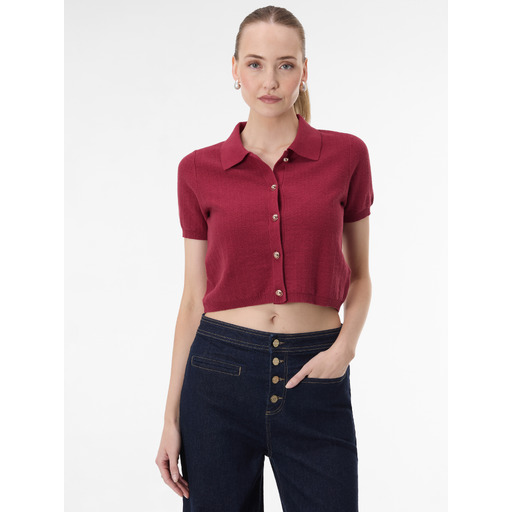 Red women's collared cardigan ORSAY