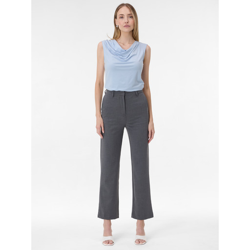 Dark grey women's straight-cut trousers ORSAY