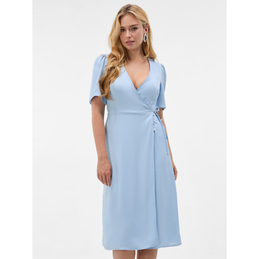Blue women's wrap midi asymmetric-neck dress ORSAY