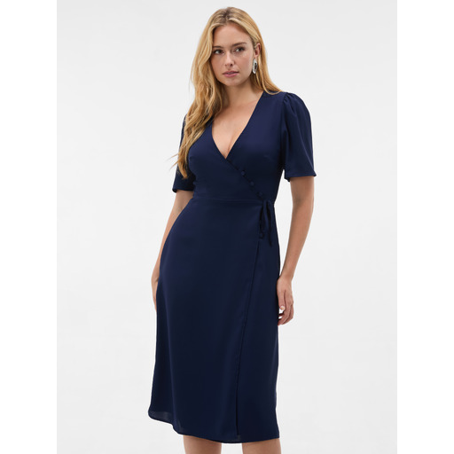 Dark blue women's wrap maxi asymmetric-neck dress ORSAY