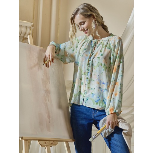 Light green women's patterned blouse ORSAY