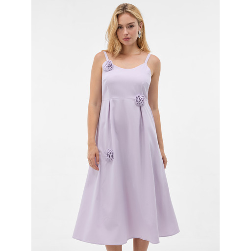 Purple women's A-line midi strappy round-neck dress ORSAY