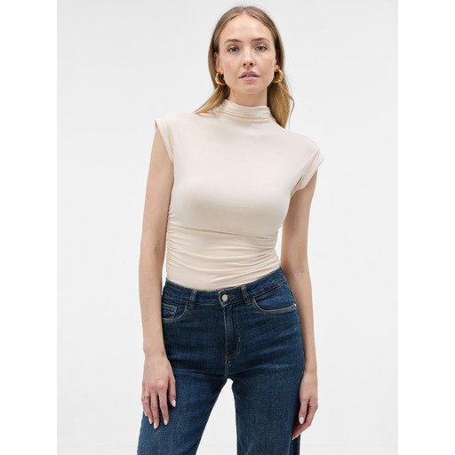 Cream women's stand-up-collar T-shirt ORSAY