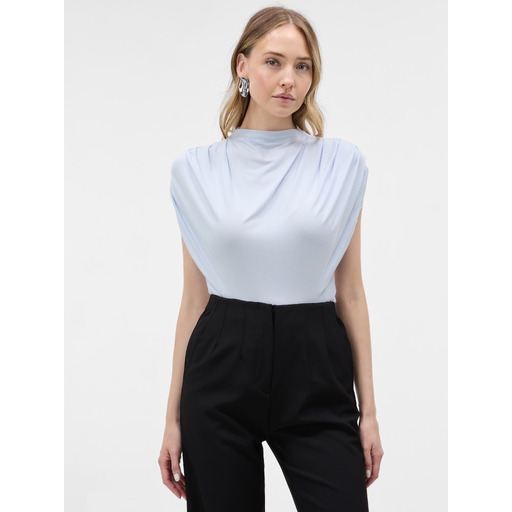 Light blue women's stand-up-collar T-shirt ORSAY