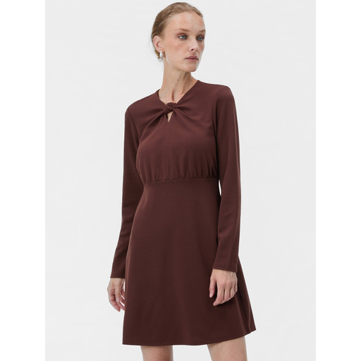 Brown women's A-line short long-sleeve dress ORSAY